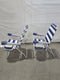 RIO BEACH 2-PACK 17" EXTENDED HEIGHT 4-POSITION FOLDING BEACH CHAIR - BLUE WHITE - Like New