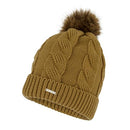 OLSP982W SPYDER WOMEN'S CABLE KNIT POM POM BEANIE TAUPE - OS - NEW - Brand New