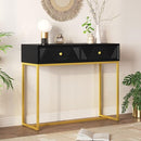 Harper & Bright Designs Modern Sleek Console Table Two Drawers Stripe Design - Brand New