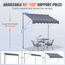 VEVOR MANUAL RETRACTABLE AWNING 78" PATIO AWNING 39" SUN SHADE SDA200120 - GRAY - Like New