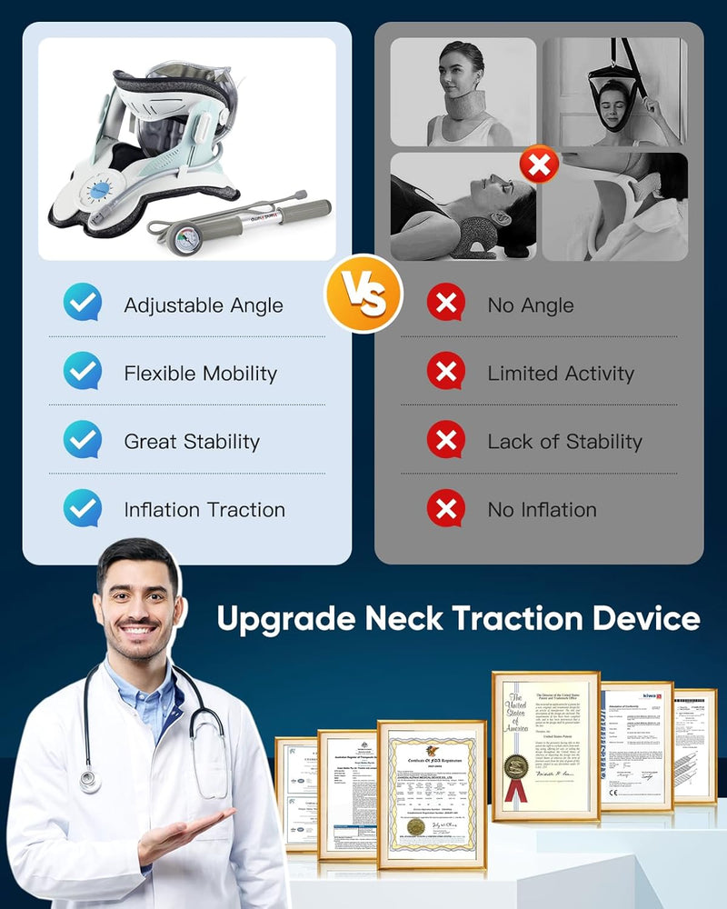 GENERIC CERVICAL TRACTION DEVICE AIR COLLAR: INFLATABLE NECK STRETCHER - WHITE - Like New