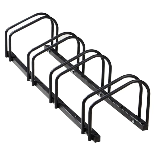 TRUE & TIDY BIKE FLOOR STAND AND HOLDER, 22-28" WHEELS, 4 SLOTS - BLACK - Like New