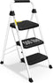 HB TOWER 3 STEP LADDER, FOLDING STEP STOOL FOR ADULTS HANDLE LIGHTWEIGHT 500LBS - Like New