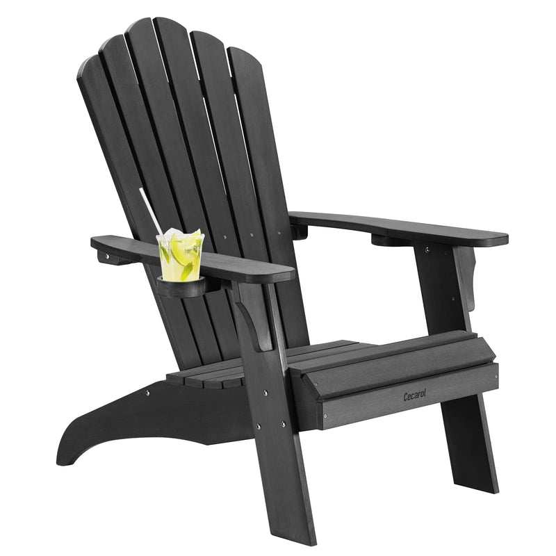 CECAROL OVERSIZED ADIRONDACK CHAIR PLASTIC OUTDOOR FIRE PIT CHAIR AC01 - BLACK - Like New
