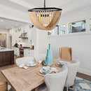 TOCHIC Wood Bead Chandelier Light Fixtures Ceiling Hanging Pendant 20.8" Dia - Brand New