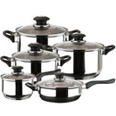 MAGEFESA Family 10-Piece Cookware Set Crafted Stainless Steel, 3 Quart - Silver - Brand New