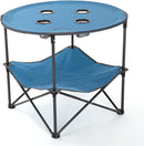 ARROWHEAD OUTDOOR HEAVY-DUTY PORTABLE FOLDING TABLE, 4 CUP HOLDERS - BLUE - Like New