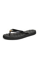 144262 TORY BURCH WOMEN'S KIRA FLIP FLOPS SIZE: WOMEN 7 MEDIUM - BLACK/GOLD - Like New