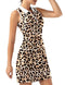 FKEEP WOMEN'S GOLF TENNIS DRESS ACTIVEWEAR ZIPPER V-NECK SHORTS LEOPARD L - Brand New