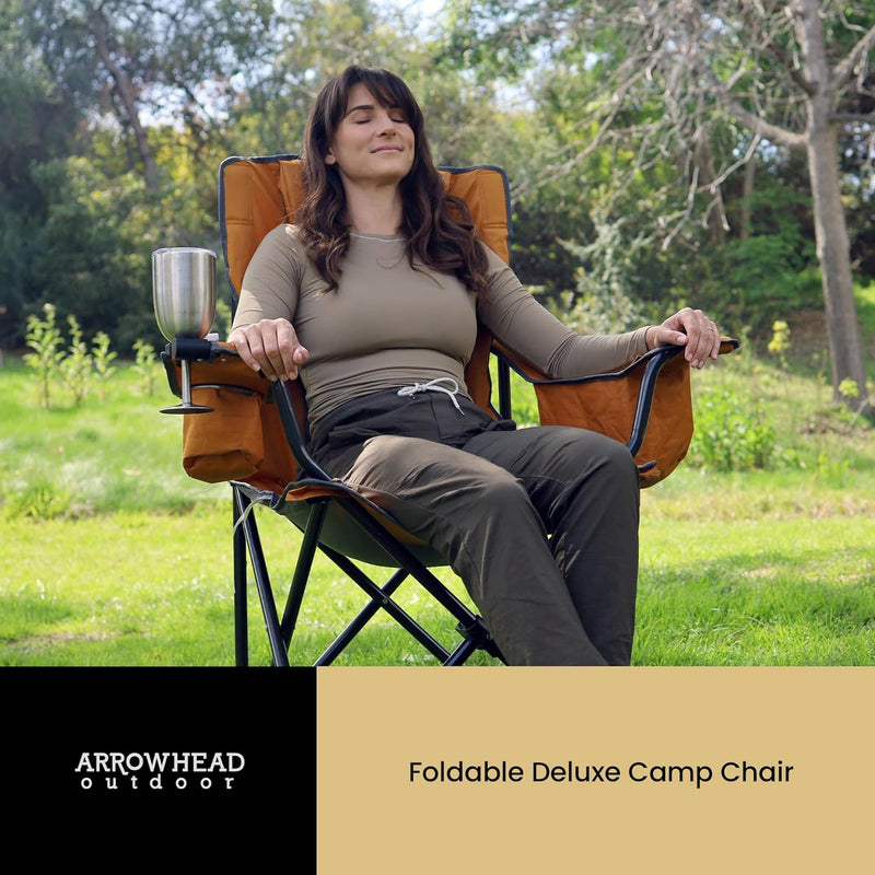 ARROWHEAD OUTDOOR PORTABLE FOLDING CAMPING QUAD CHAIR KKS0335U - TAN - Like New