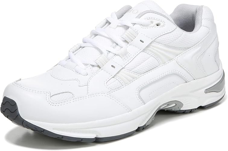 VIONIC 23WALK LEATHER TEXTILE WOMEN'S LOW TOP WIDE WIDTH - SIZE: 7.5W - WHITE - Like New