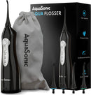 Aquasonic Aqua Professional Rechargeable Water Flosser with 4 Tips - BLACK - Brand New