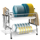 ISPECLE Dish Drying Rack 304 Stainless Steel 2 Tier Dish Racks, HP08 - Silver - Brand New