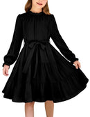 ARSHINER GIRLS LONG SLEEVE DRESS TWEEN FALL FORMAL MIDI YOUTH 11-12Y - BLACK - Like New