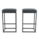 ALPHA HOME FAUX LEATHER BAR STOOLS, BLACK, SET OF 2 STOOLS - BLACK - Like New