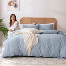 VENTIDORA 3 PIECE DUVET COVER SET CAL KING , 100% WASHED COTTON - LIGHT BLUE - Like New