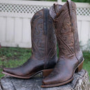 Soto Boots Women's Cheyenne Leather Snipped Toe Cowgirl Brown, 9.5 - Like New