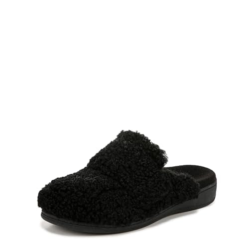 J0892F1001 VIONIC WOMENS GEMMA II MULE SLIPPERS BLACK FABRIC SIZE 10M - Like New