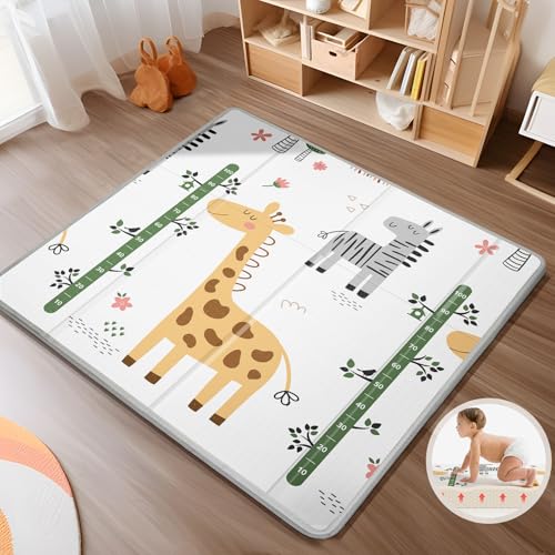 PIGLOG FOLDABLE BABY PLAY MAT 50X50 REVERSIBLE PORTABLE MAT FOR INFANTS GIRAFFE - Like New