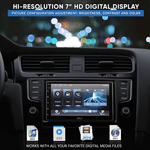 PYLE SINGLE DIN CAR STEREO - 7" 1080P HD TOUCH BLUETOOTH - BLACK - Like New