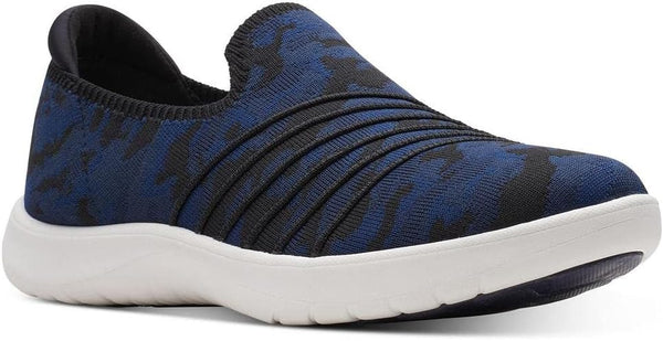 CLARKS WOMEN'S CLOUD STEPPER ADELLA STEP - SIZE: WOMEN 8.5 WIDE - NAVY CAMO - Like New