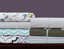BIBB HOME EGYPTIAN LUXURY 1800 COUNT 4 PC SHEET SET- KING - MINI PAISLEY - Like New