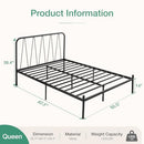NOVILLA 14" Metal Platform Bed Frame w/ Modern Headboard Easy Assembly - Black - Like New