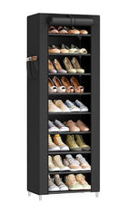 SONGMICS 10-TIER SHOES RACK WITH DUSTPROOF COVER, 28 X 48 X 160 CM - BLACK - Like New