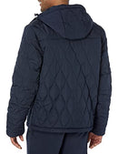 AMAZON ESSENTIALS MENS ANORAK HOODED QUARTER-ZIP PUFFER COAT NAVY SIZE LARGE - Brand New
