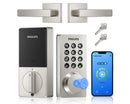 PHILIPS WIFI KEYPAD DOOR LOCK WITH HANDLE BUILT-IN WIFI SATIN NICKEL - Like New