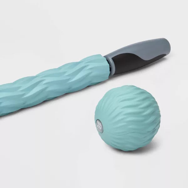 ALL IN MOTION 17.75" MASSAGE STICK HANDHELD POLYURETHANE FOAM MASSAGER AQUA BLUE - Like New