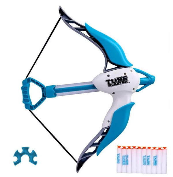 ZUMMY TUBE BLASTER ARCHERY SET, FOAM ARROW SHOOTING AND LAUNCHER - Blue/White Like New