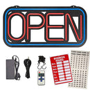 LED Neon Open Sign for Business 24x12In Large Size Blue Frame Red Letters - Like New