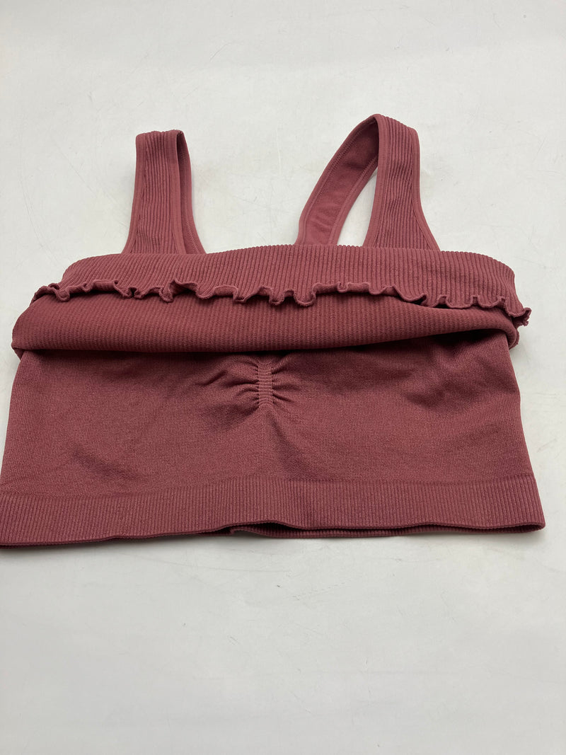 90 DEGREE BY REFLEX WOMEN CROP TANK TOP, SPORT BRA BUILT IN - SIZE:M - DECO ROSE - Brand New