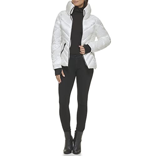 22QMP180 GUESS Women's Lightweight Puffer Jacket, White, X-Large - Brand New