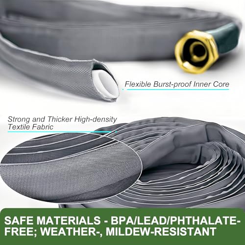 GUKOK 2025 UPGRADED 50FT NON-EXPANDING GARDEN HOSE - SILVER-GREY - Like New