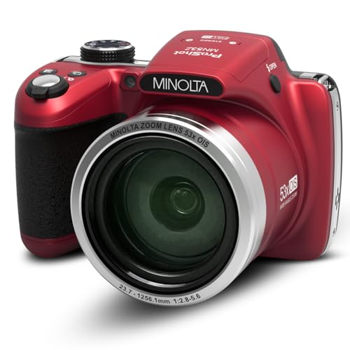 MINOLTA PRO SHOT 16MP HD CAMERA 53X OPTICAL ZOOM 1080P FULL HD VIDEO - RED - Like New