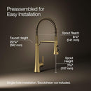 KOHLER K-23765 TONE 1.5 GPM SINGLE HOLE PRE-RINSE FAUCET VIBRANT BRASS - Like New