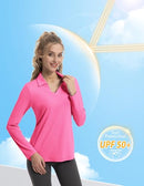 FKEEP Women's Tennis Golf Shirt Long Sleeved Top Activewear Neon Pink M - Brand New