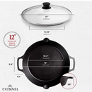 CUISINEL Pre-Seasoned Cast Iron Dual Handle Skillet Lid 12" CBR-12-G - Black - Like New