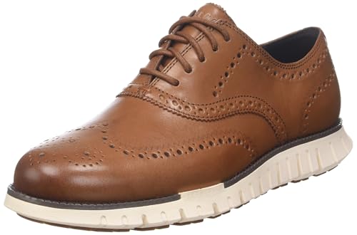 C39602 ZEROGRAND MACE MEN'S OXFORD SHOES BRITISH TAN/IVORY SIZE 10.5 - Brand New