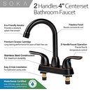 SOKA 4" TWO-HANDLE CENTERSET BATHROOM LAVATORY FAUCET, OIL RUBBED BRONZE - BLACK - Like New