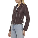 LW8WU808 LEVI'S WOMEN'S BELTED FAUX LEATHER MOTO JACKET COAT, SIZE 1X, BURGUNDY - Brand New