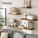 VASAGLE WALL SHELF, VINTAGE FLOATING SHELF 15.7 INCH - RUSTIC BROWN - Like New