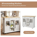 GARVEE KITCHEN ISLAND CART ON WHEELS FOLDABLE TABLE 2 -TIER - WHITE - Like New