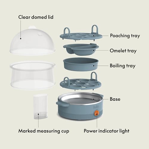 BELLA ELECTRIC EGG COOKER 14 EGGS CAPACITY DOUBLE STACK 360 WATT - SURF - Like New