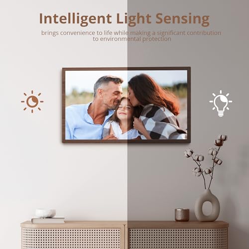 DRAGON TOUCH LARGE DIGITAL PICTURE FRAME 21.5" WIFI PHOTO FRAME 32GB - WALNUT - Like New