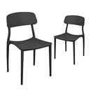 CangLong Slat Back PP Plastic Dining Chairs, Set of 2, Black - Like New