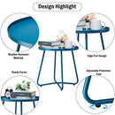 TeoKJ Outdoor Side Tables, Metal Outdoor End Table, Small Patio - Navy Blue - Brand New