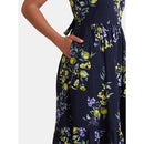 TIME AND TRU WOMEN'S TIE BACK MIDI DRESS,SIZE: WOMEN S - FRUIT BOUQUET DARK NAVY - Brand New